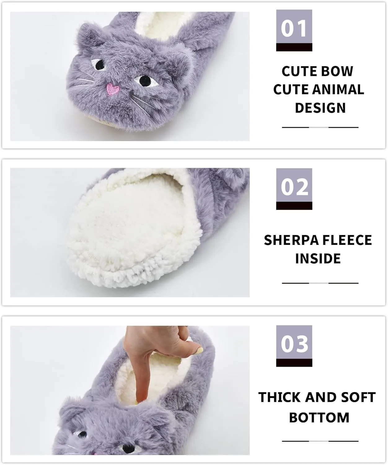 DICUIRD Womens Slipper Socks Low Cut Comfy&Warm Animal Non-skid Bedroom Slippers