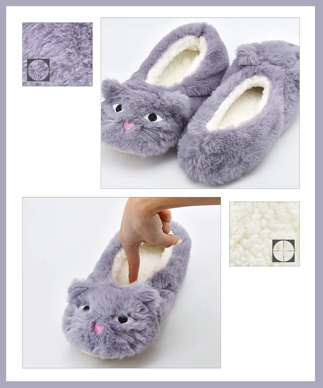 DICUIRD Womens Slipper Socks Low Cut Comfy&Warm Animal Non-skid Bedroom Slippers