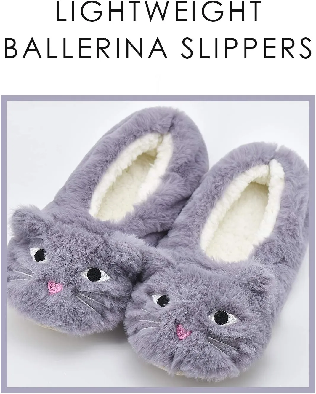 DICUIRD Womens Slipper Socks Low Cut Comfy&Warm Animal Non-skid Bedroom Slippers