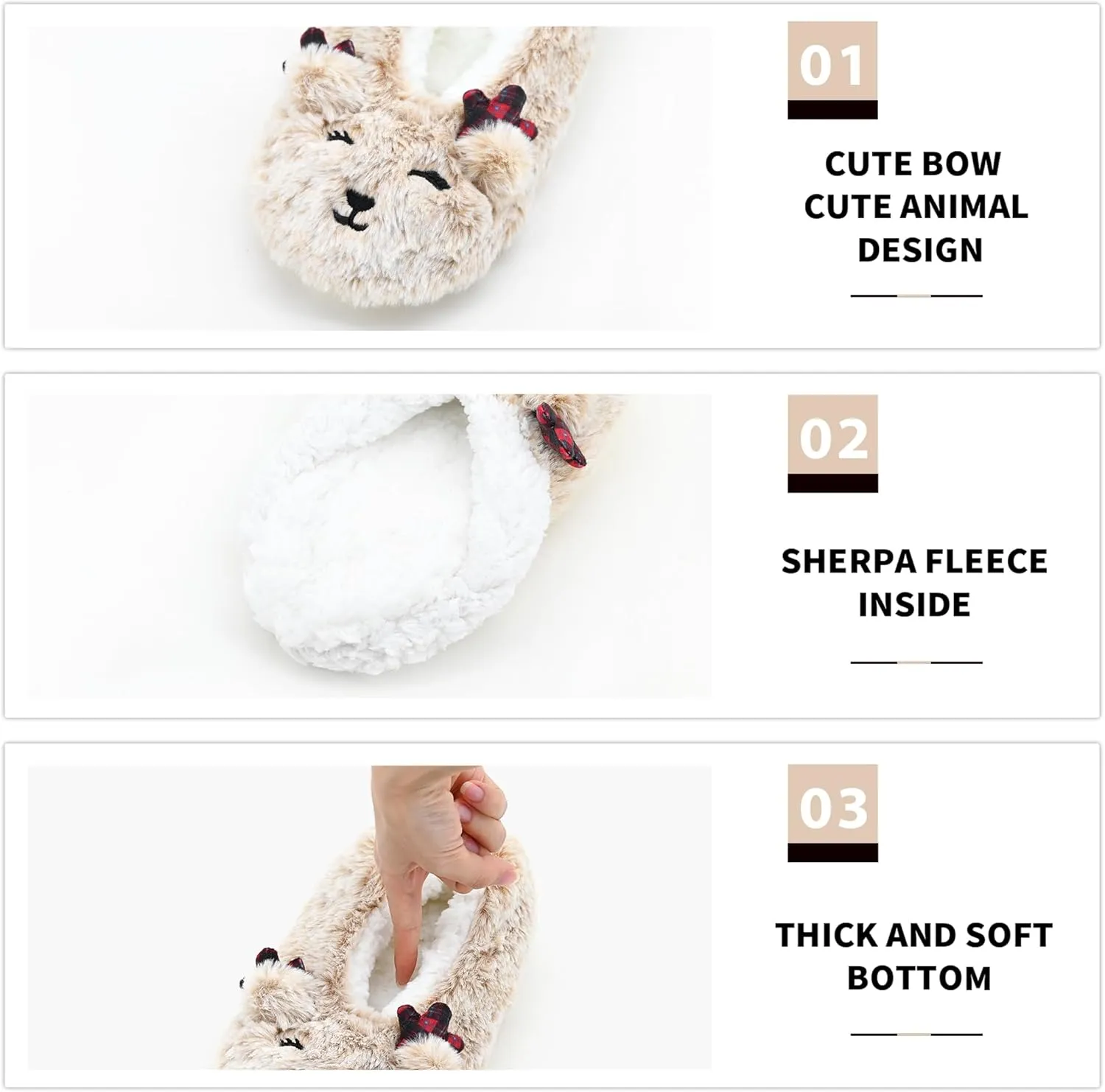 DICUIRD Womens Slipper Socks Low Cut Comfy&Warm Animal Non-skid Bedroom Slippers