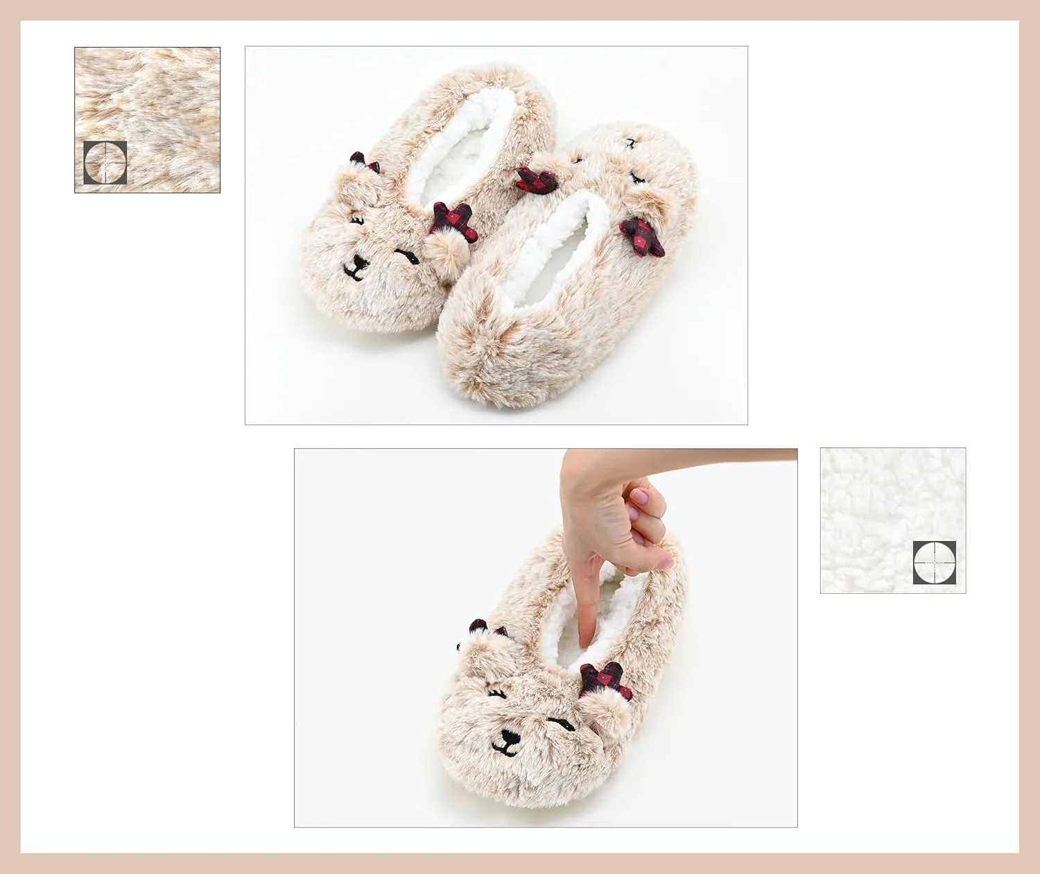 DICUIRD Womens Slipper Socks Low Cut Comfy&Warm Animal Non-skid Bedroom Slippers