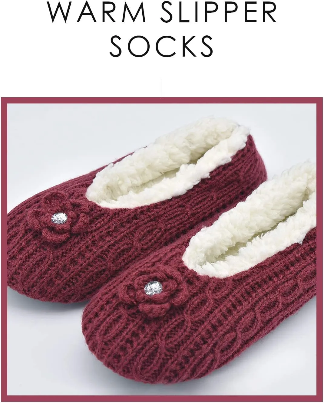 DICUIRD Womens Thick & Warm Slipper Socks with Grippers - Knit House Slippers