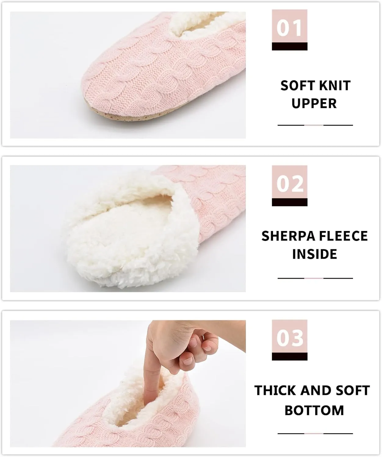 DICUIRD Womens Thick & Warm Slipper Socks with Grippers - Knit House Slippers