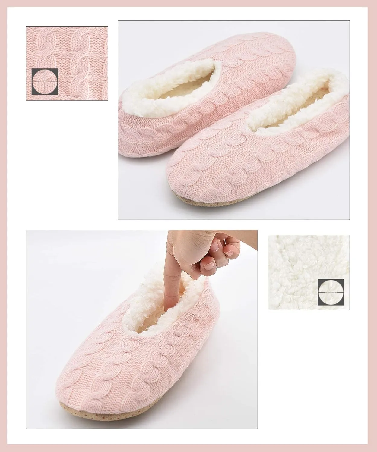 DICUIRD Womens Thick & Warm Slipper Socks with Grippers - Knit House Slippers