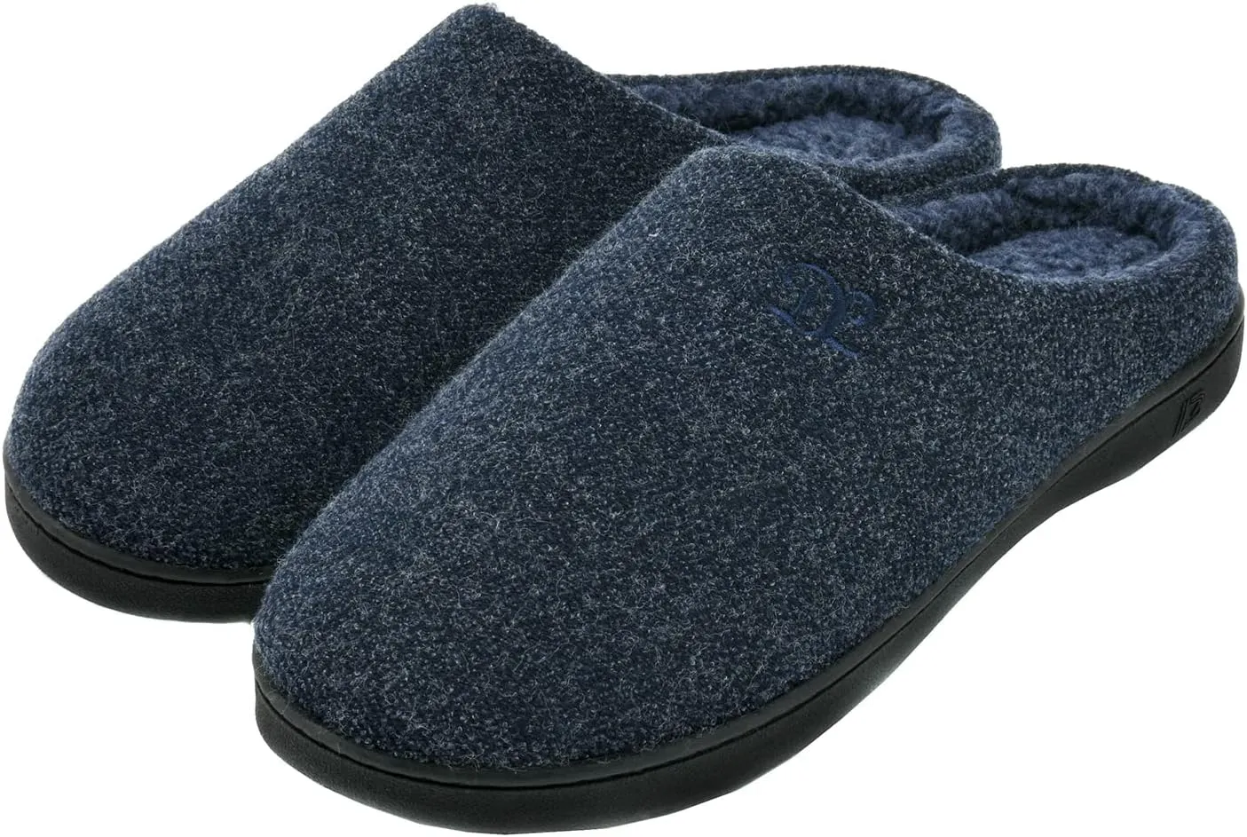 DL Mens Memory Foam Slippers - Comfortable House Slippers For Men, Indoor Outdoor, Closed Toe Black Gray Navy