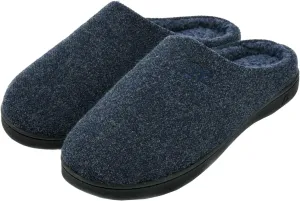 DL Mens Memory Foam Slippers - Comfortable House Slippers For Men, Indoor Outdoor, Closed Toe Black Gray Navy