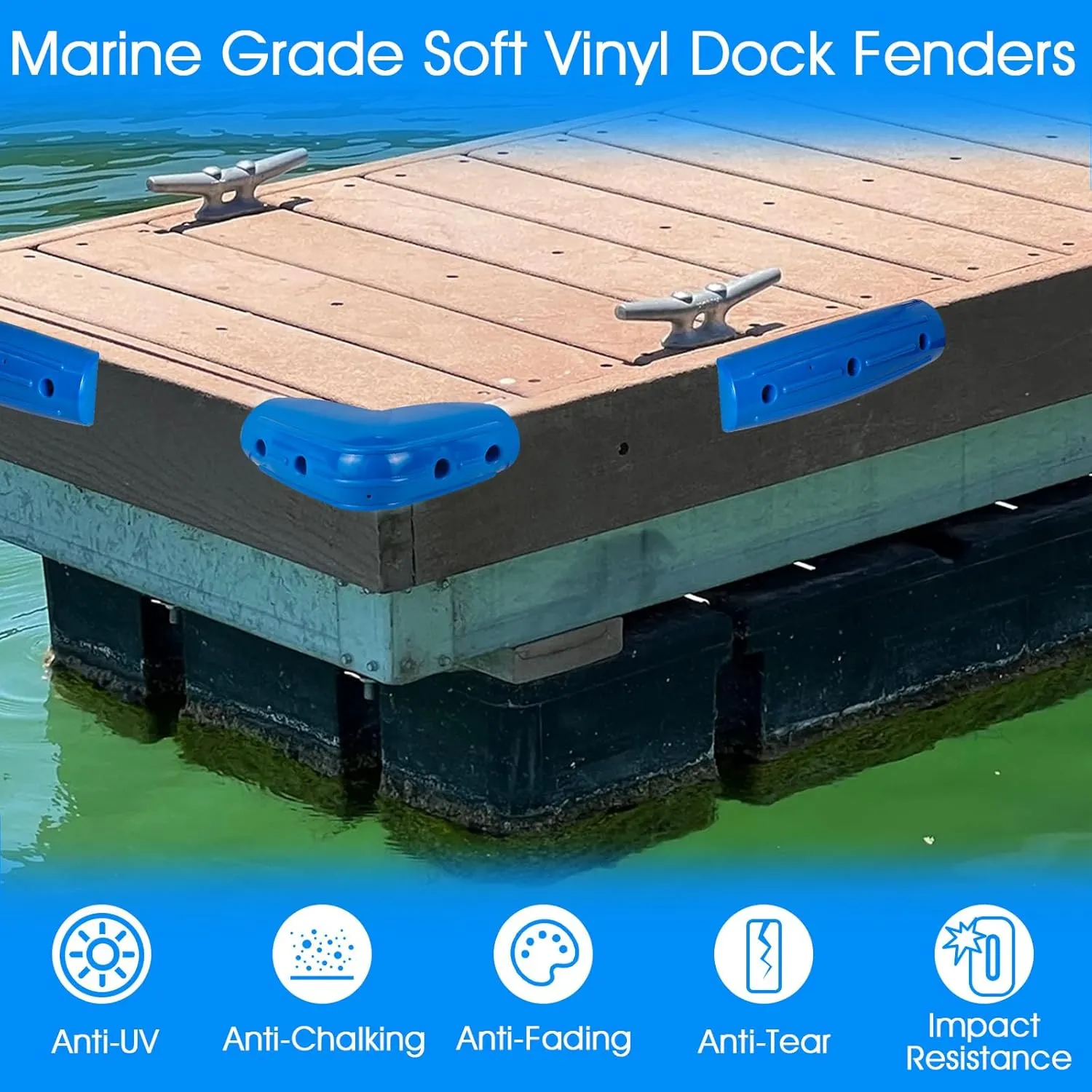 Dock Fender Bumpers, Boat Dock Bumpers Straight-Edge Marine Fenders Side Guard, Soft UV-Resistant Marine 17-Inch, Horizontal Protection,Inflatable