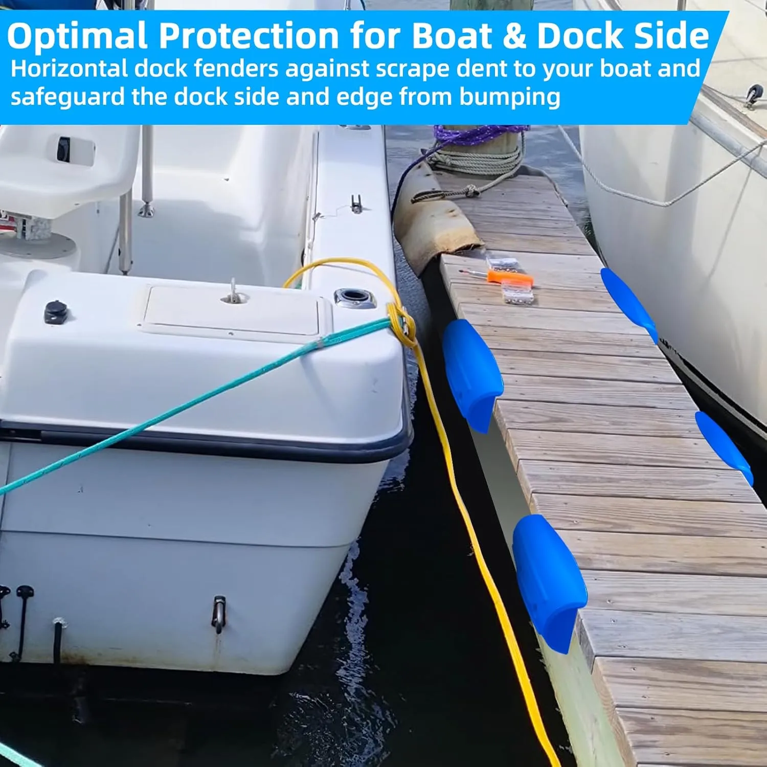 Dock Fender Bumpers, Boat Dock Bumpers Straight-Edge Marine Fenders Side Guard, Soft UV-Resistant Marine 17-Inch, Horizontal Protection,Inflatable