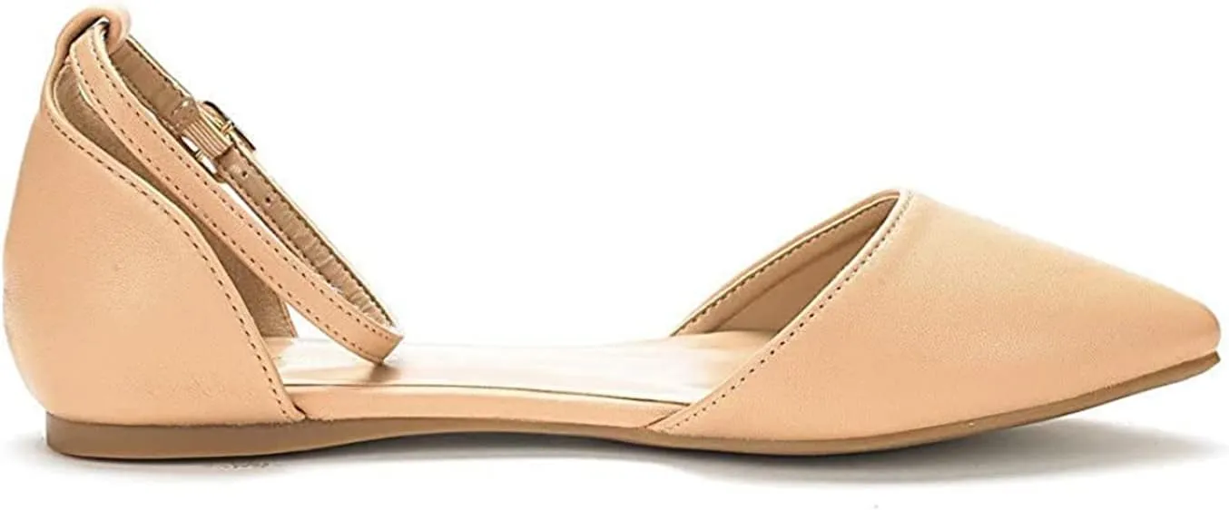 DREAM PAIRS Flapointed Women's Casual D'Orsay Pointed Plain Ballet Comfort Soft Slip On Flats Shoes