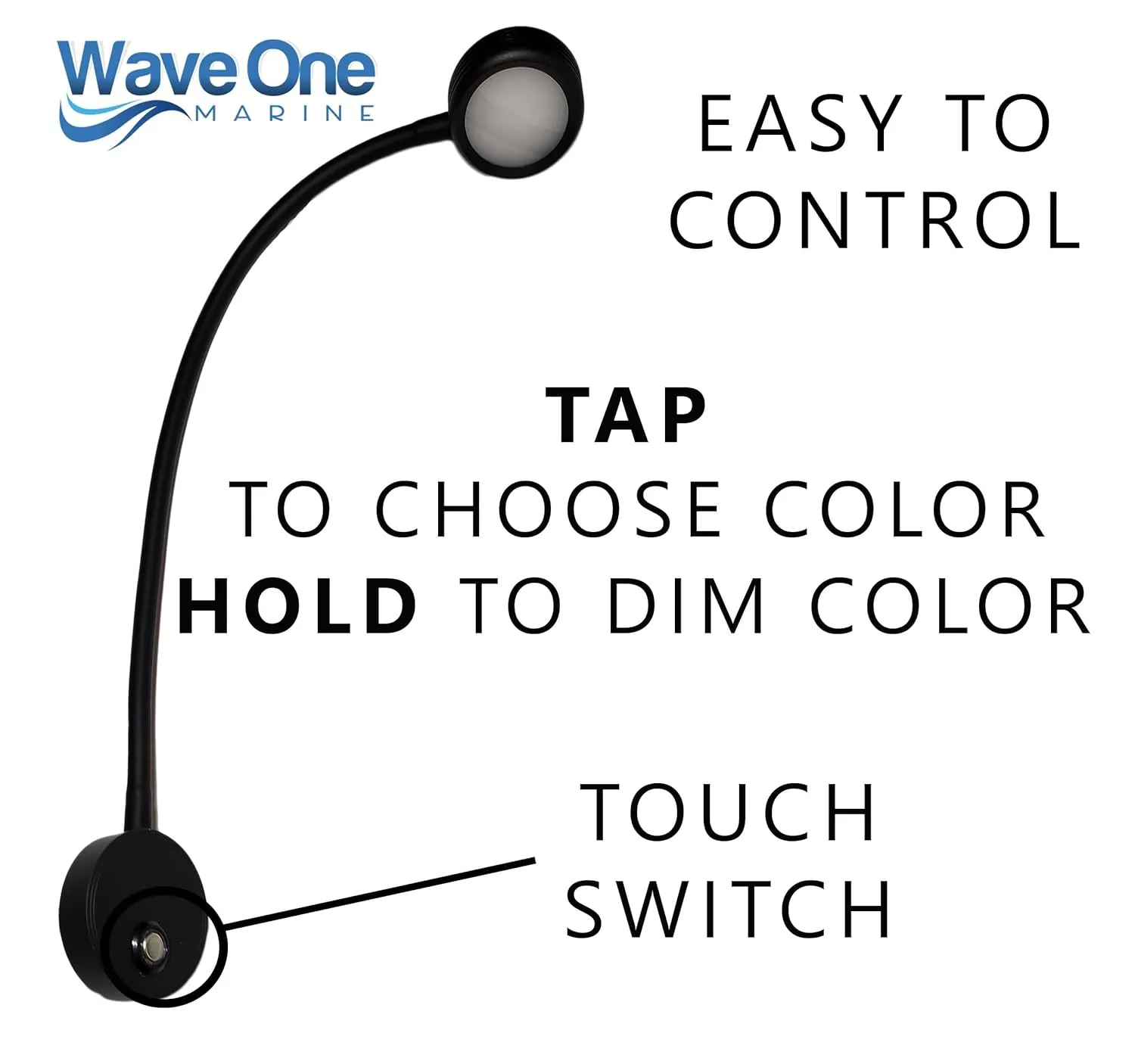 Dual Color Gooseneck LED Chart Reading Light | Flexible Dimmable Sailboat Cabin Wall Map Boat Yacht RV Interior Night Lighting 12-24V Volt (Black | White & Red)