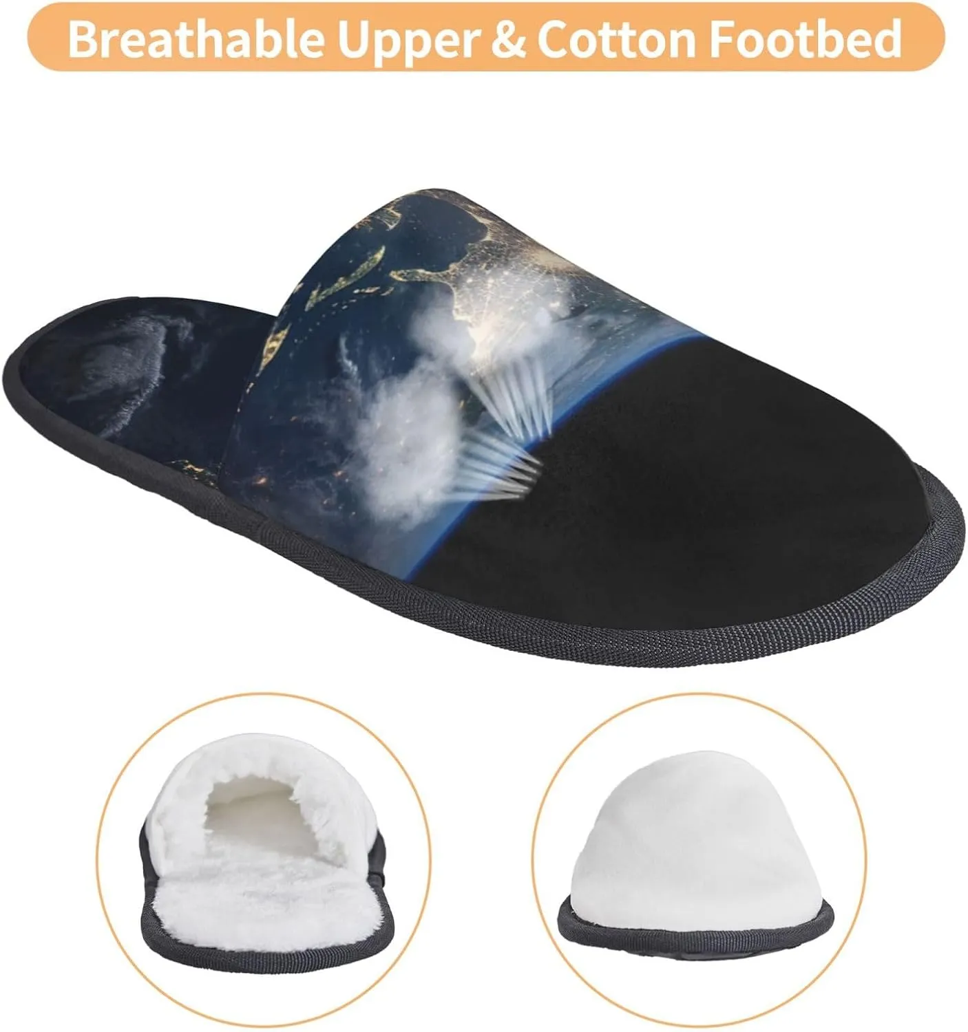 Earth from The Outer Space Women's Slippers Fuzzy Slip-on Slippers Non-slip House Slippers Warm Cozy Bedroom Shoes