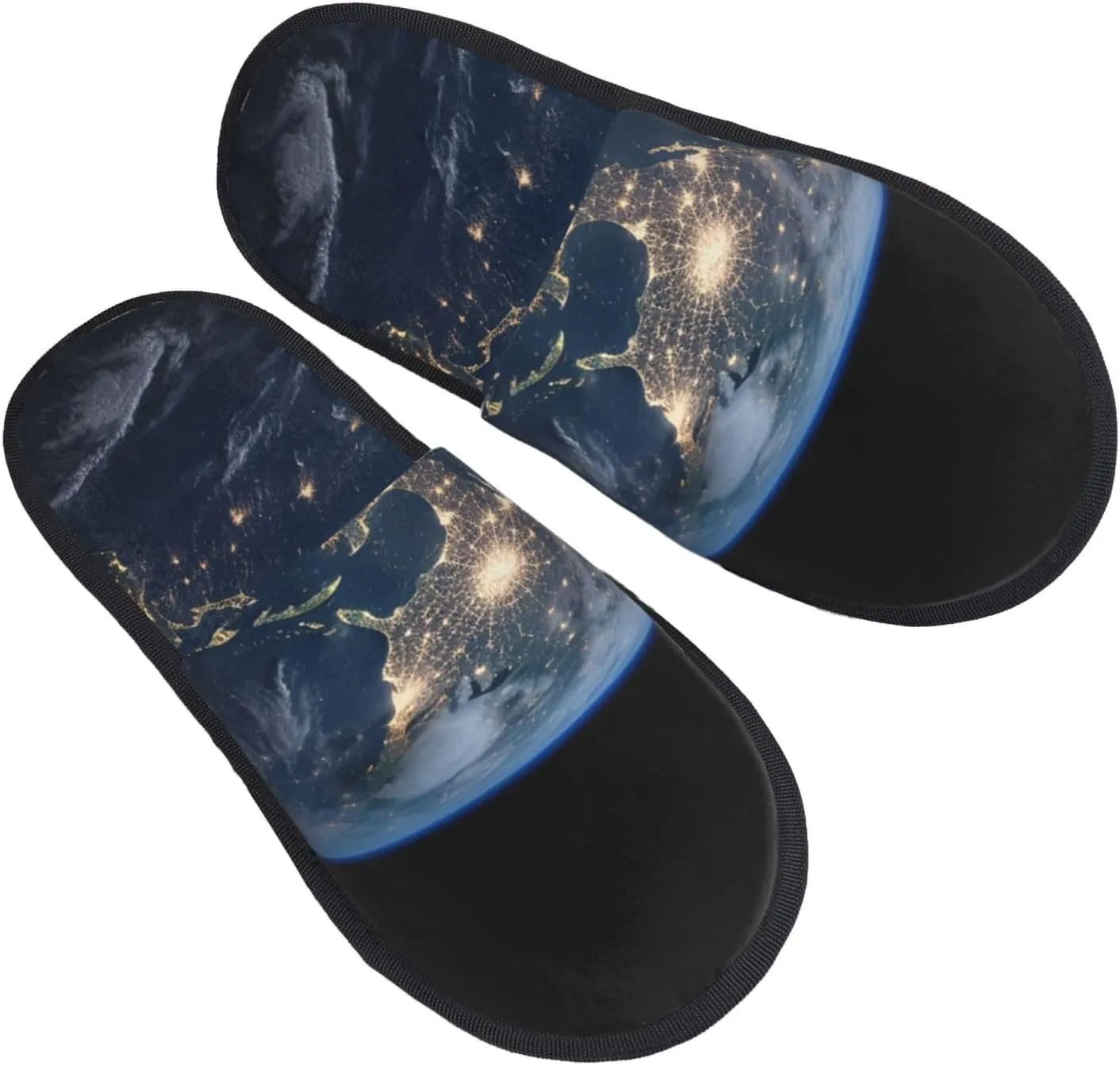 Earth from The Outer Space Women's Slippers Fuzzy Slip-on Slippers Non-slip House Slippers Warm Cozy Bedroom Shoes