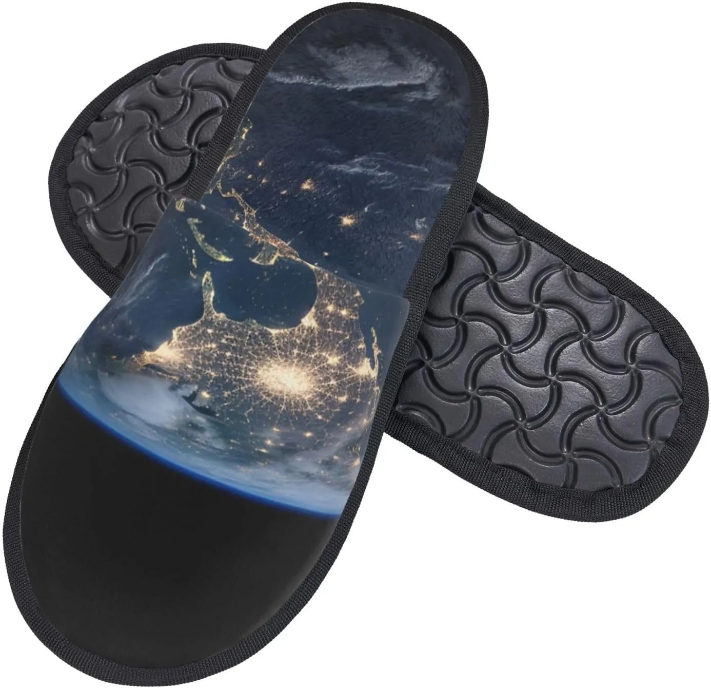 Earth from The Outer Space Women's Slippers Fuzzy Slip-on Slippers Non-slip House Slippers Warm Cozy Bedroom Shoes