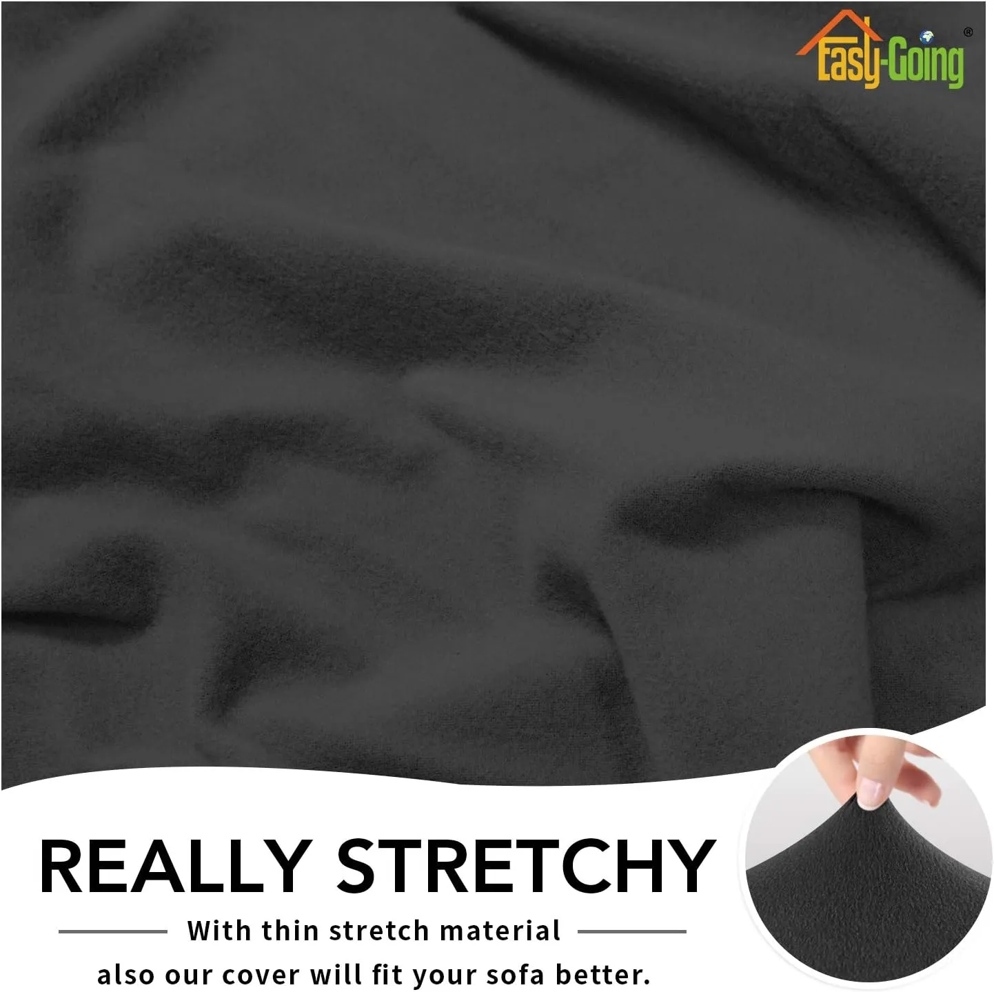 Easy-Going Fleece Stretch Sofa Slipcover Spandex Non-Slip Soft Couch Sofa Cover, Washable Furniture Protector with Anti-Skid Foam and Elastic Bottom for Kids, Pets(Sofa, Dark Gray)