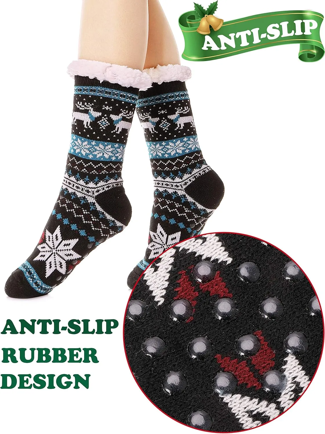 EBMORE Women Slipper Fuzzy Socks Fluffy Cozy Cabin Warm Winter Soft Thick Comfy Fleece Non Slip Home Socks