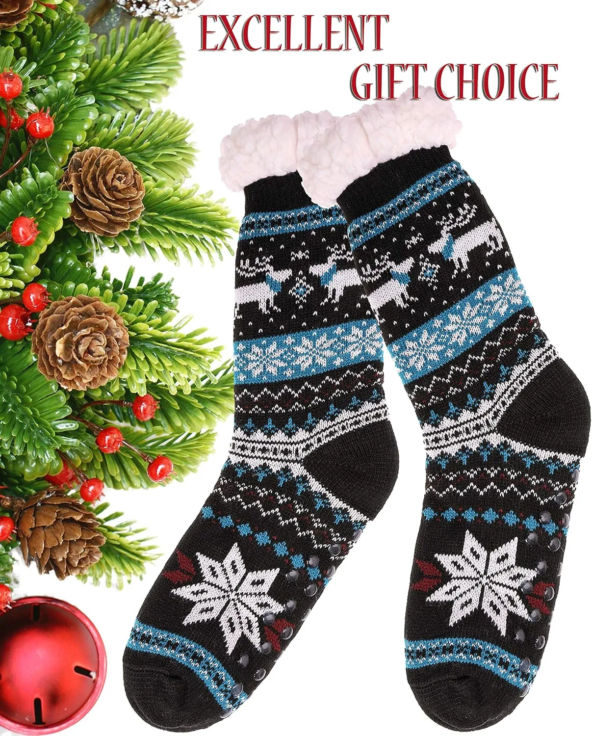 EBMORE Women Slipper Fuzzy Socks Fluffy Cozy Cabin Warm Winter Soft Thick Comfy Fleece Non Slip Home Socks