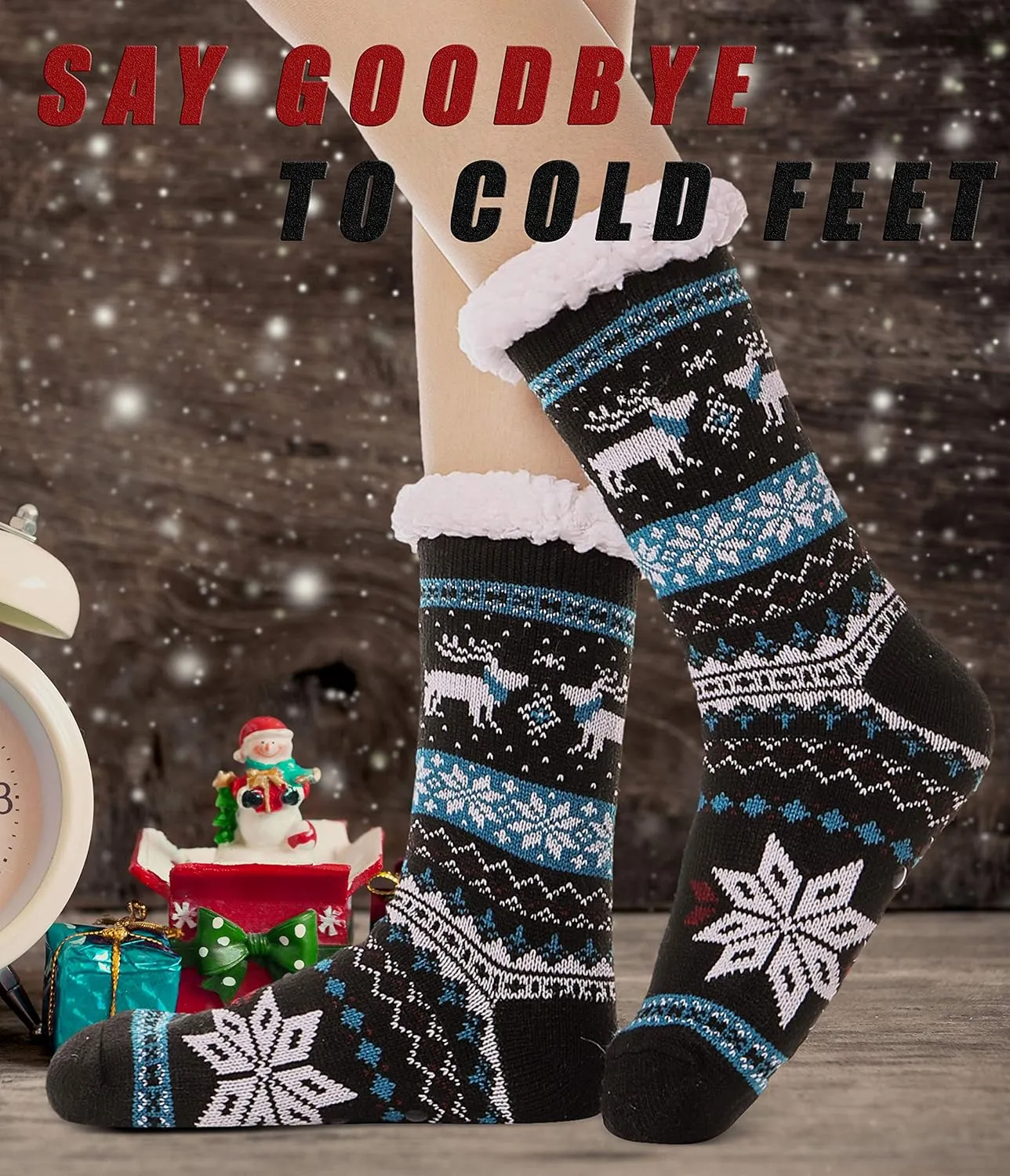 EBMORE Women Slipper Fuzzy Socks Fluffy Cozy Cabin Warm Winter Soft Thick Comfy Fleece Non Slip Home Socks