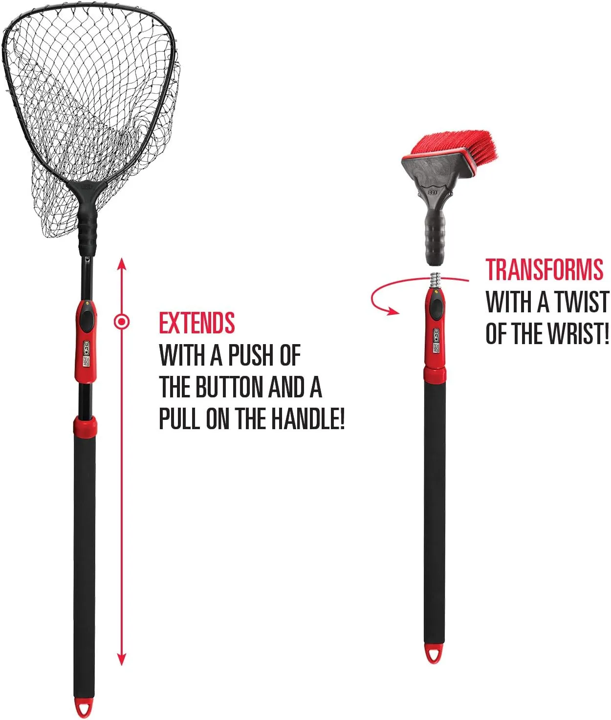 Ego Small & Compact Floating Fishing Net with Flexible Handle, High Strength Plastic, 18" Handle, 8" Mesh Bag Depth, Fishing Gear and Accessories