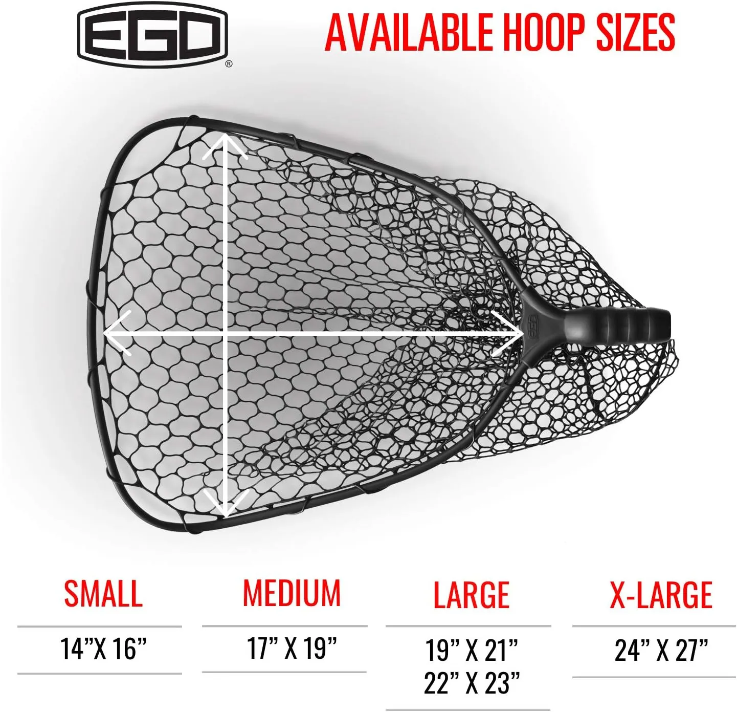 Ego Small & Compact Floating Fishing Net with Flexible Handle, High Strength Plastic, 18" Handle, 8" Mesh Bag Depth, Fishing Gear and Accessories
