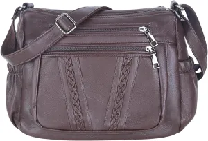 ELDA Crossbody Bags For Women Pocketbooks Soft PU Leather Purses and Handbags Multi Pocket Shoulder Bag