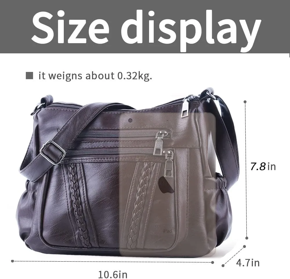 ELDA Crossbody Bags For Women Pocketbooks Soft PU Leather Purses and Handbags Multi Pocket Shoulder Bag