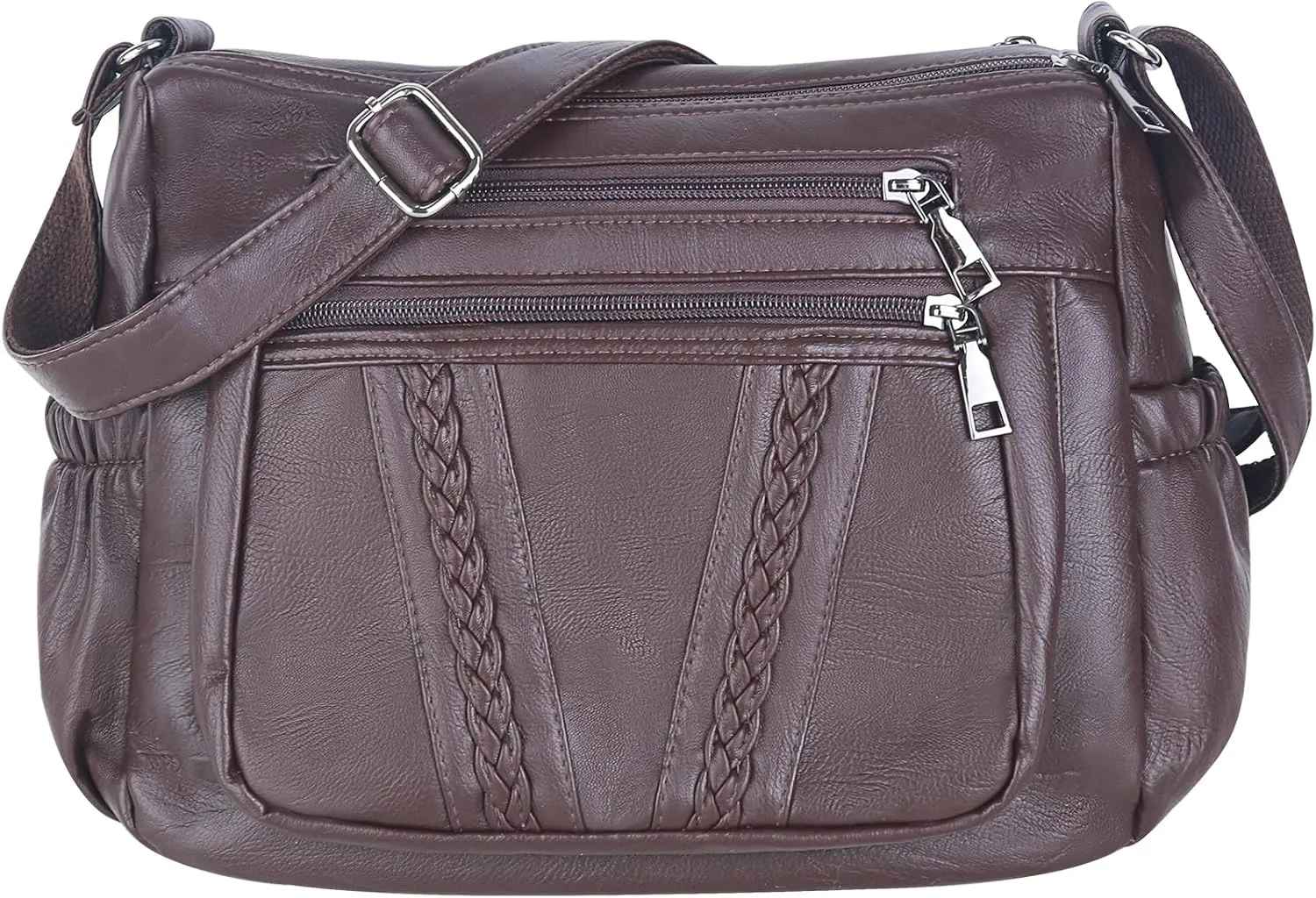 ELDA Crossbody Bags For Women Pocketbooks Soft PU Leather Purses and Handbags Multi Pocket Shoulder Bag
