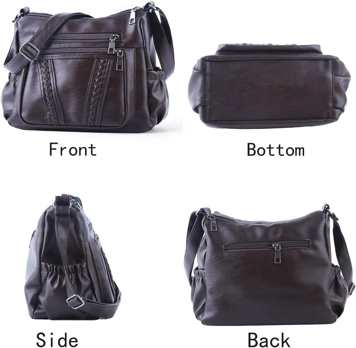 ELDA Crossbody Bags For Women Pocketbooks Soft PU Leather Purses and Handbags Multi Pocket Shoulder Bag
