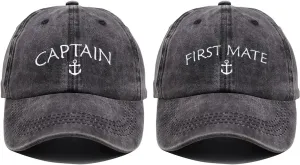 Embroidered Boat Captain Hat & First Mate Hat for Men Women Boating Marine Sailor Trucker Baseball Caps Nautical Gifts