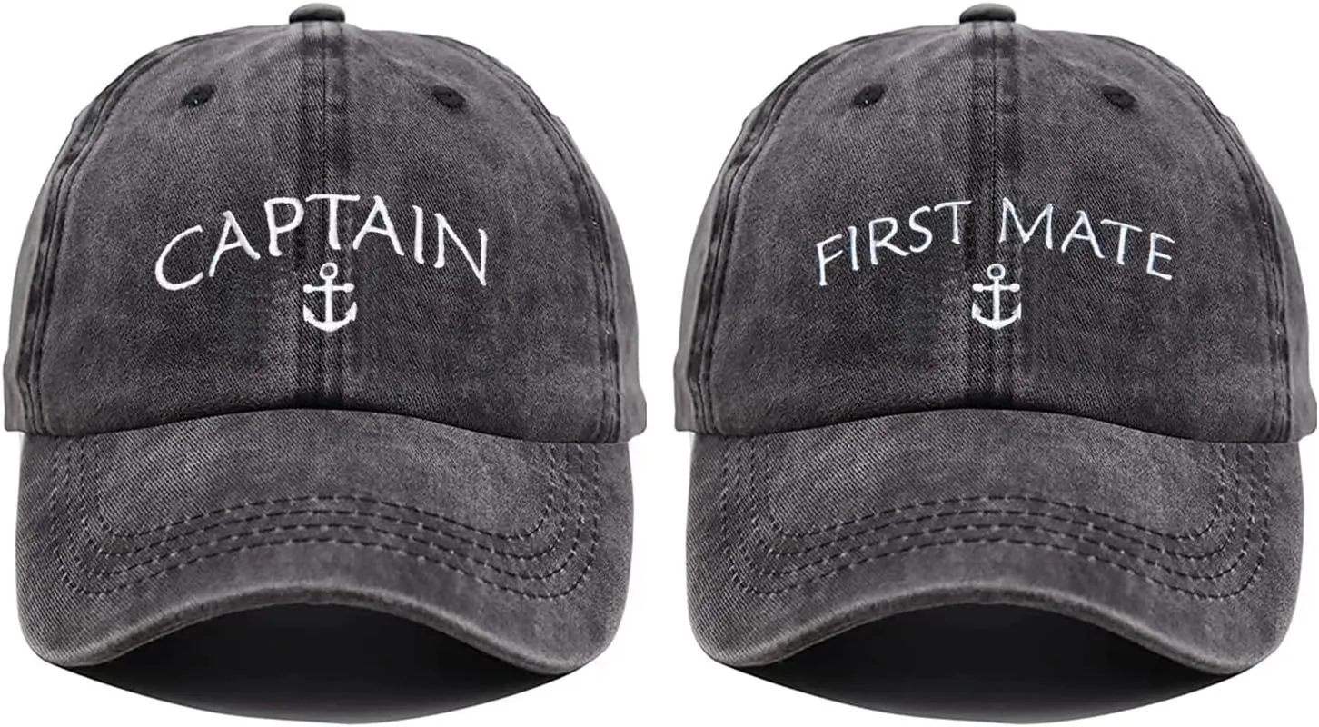 Embroidered Boat Captain Hat & First Mate Hat for Men Women Boating Marine Sailor Trucker Baseball Caps Nautical Gifts