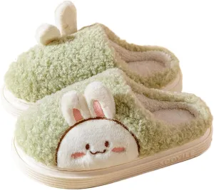 Epsion Women Cute Bunny Slippers Faux Fur Fluffy Winter Slip-On House Slippers Warm Fuzzy Anti-Skid Indoor Outdoor Shoes
