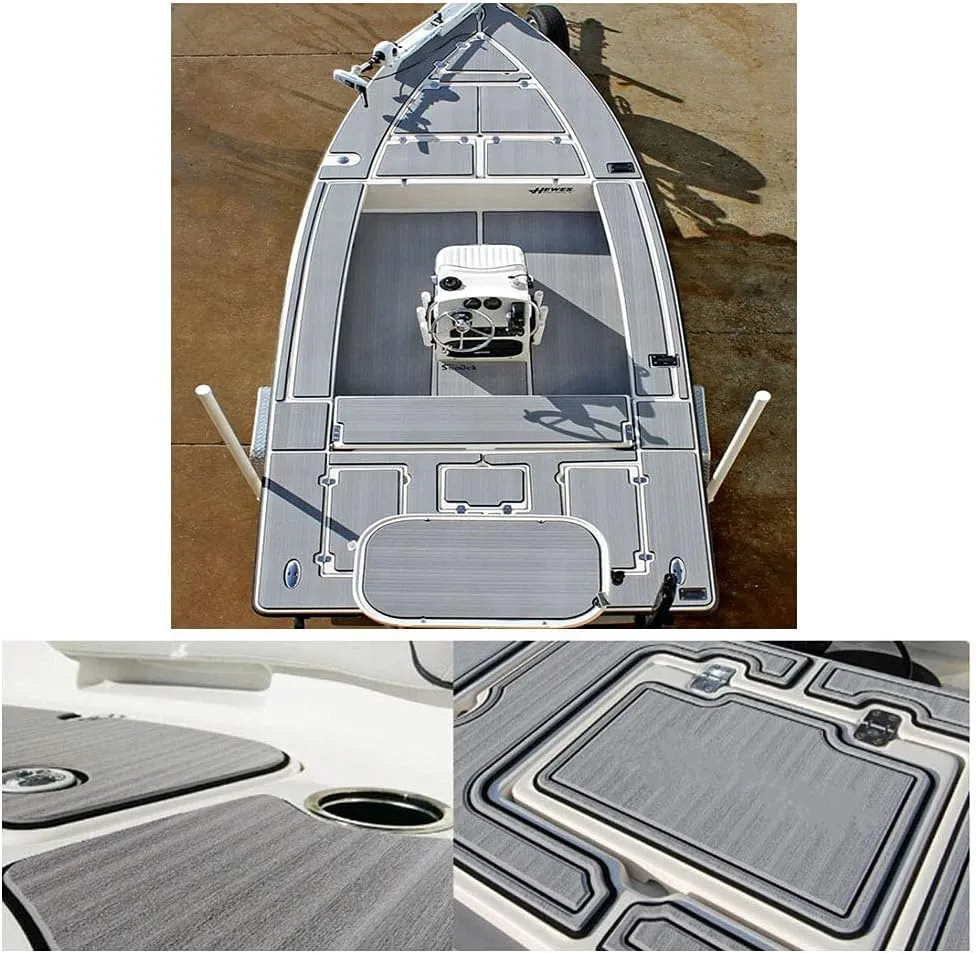 EVA Foam Faux Teak Boat Decking Sheet Carpet Self-Adhesive Non-Skid 94.5"x 46" (30 sqft) / 94.5" x 35.4" (23 sqft) Fits for Sea Deck Marine Yacht RV Boat Flooring Mats/Decking Pad
