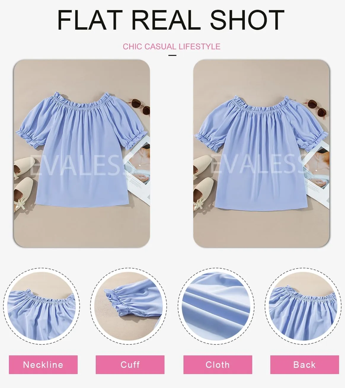 EVALESS Womens Tops Off The Shoulder Blouses for Women Dressy Casual Cute Puff Sleeve T Shirts Fashion 2025