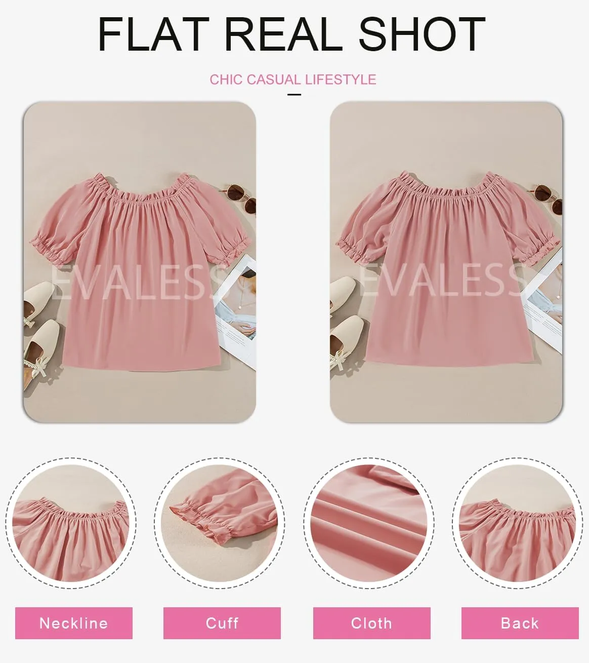 EVALESS Womens Tops Off The Shoulder Blouses for Women Dressy Casual Cute Puff Sleeve T Shirts Fashion 2025
