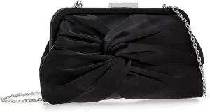 Evening Purse for Women Dressy Soft Pleated Knot Party Clutch Satin Frame Formal Handbag for Wedding/Prom/Cocktail