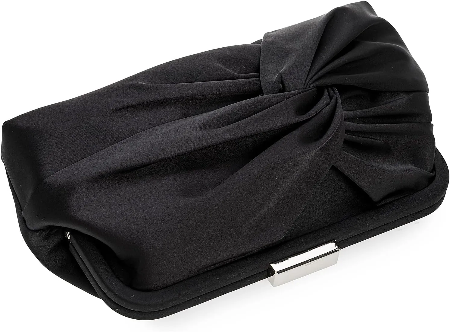 Evening Purse for Women Dressy Soft Pleated Knot Party Clutch Satin Frame Formal Handbag for Wedding/Prom/Cocktail