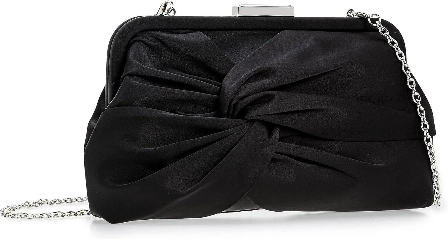 Evening Purse for Women Dressy Soft Pleated Knot Party Clutch Satin Frame Formal Handbag for Wedding/Prom/Cocktail