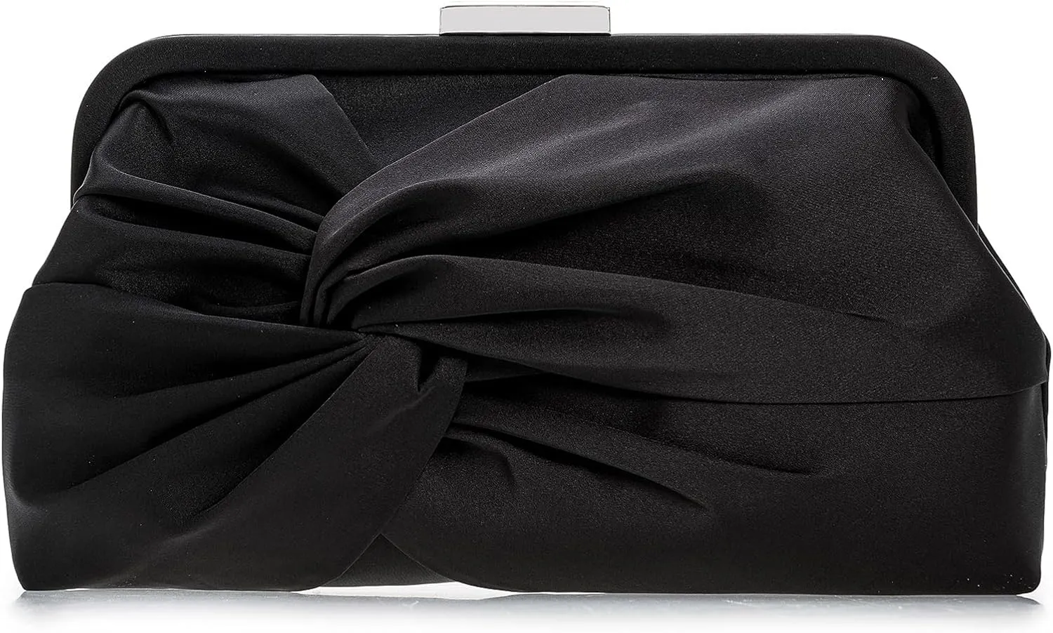 Evening Purse for Women Dressy Soft Pleated Knot Party Clutch Satin Frame Formal Handbag for Wedding/Prom/Cocktail