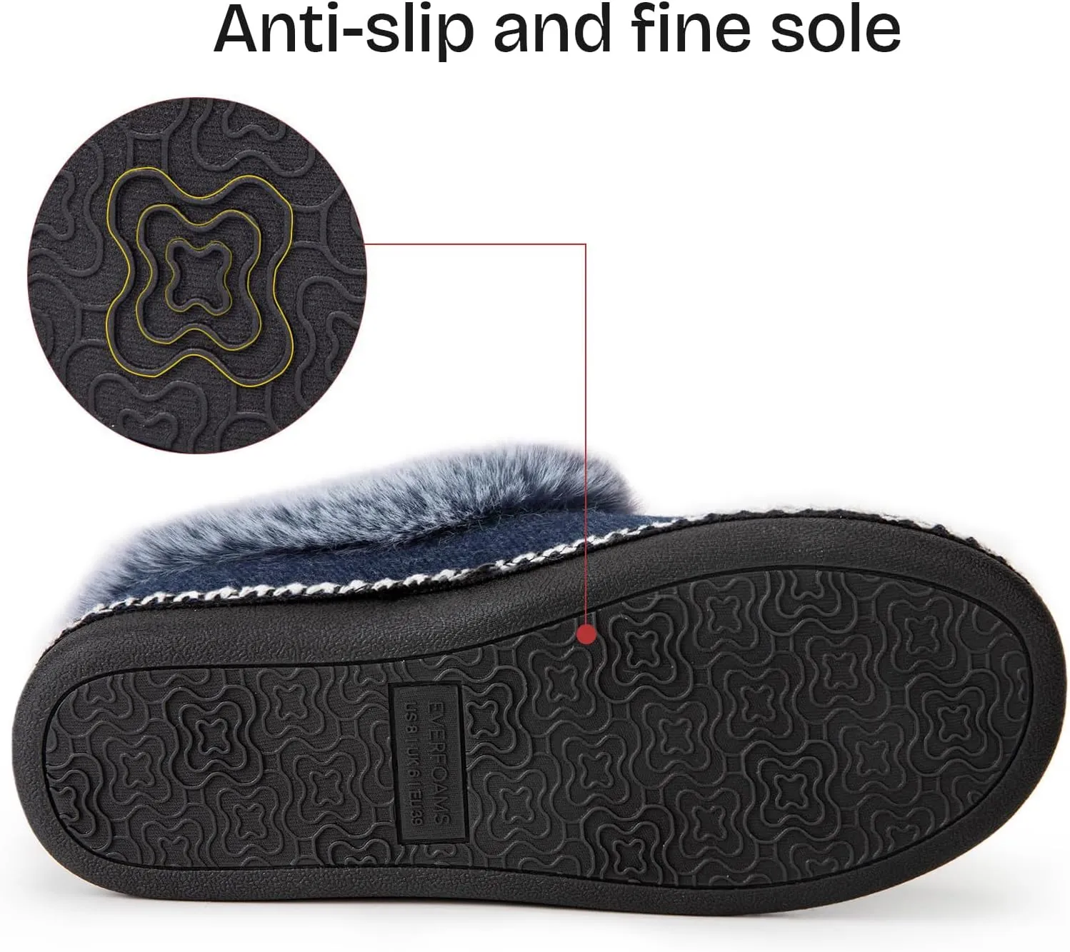 EverFoams Women's Bootie Slippers Warm Soft Comfy Memory Foam Non-slip Indoor House Shoes with Fluffy Collar