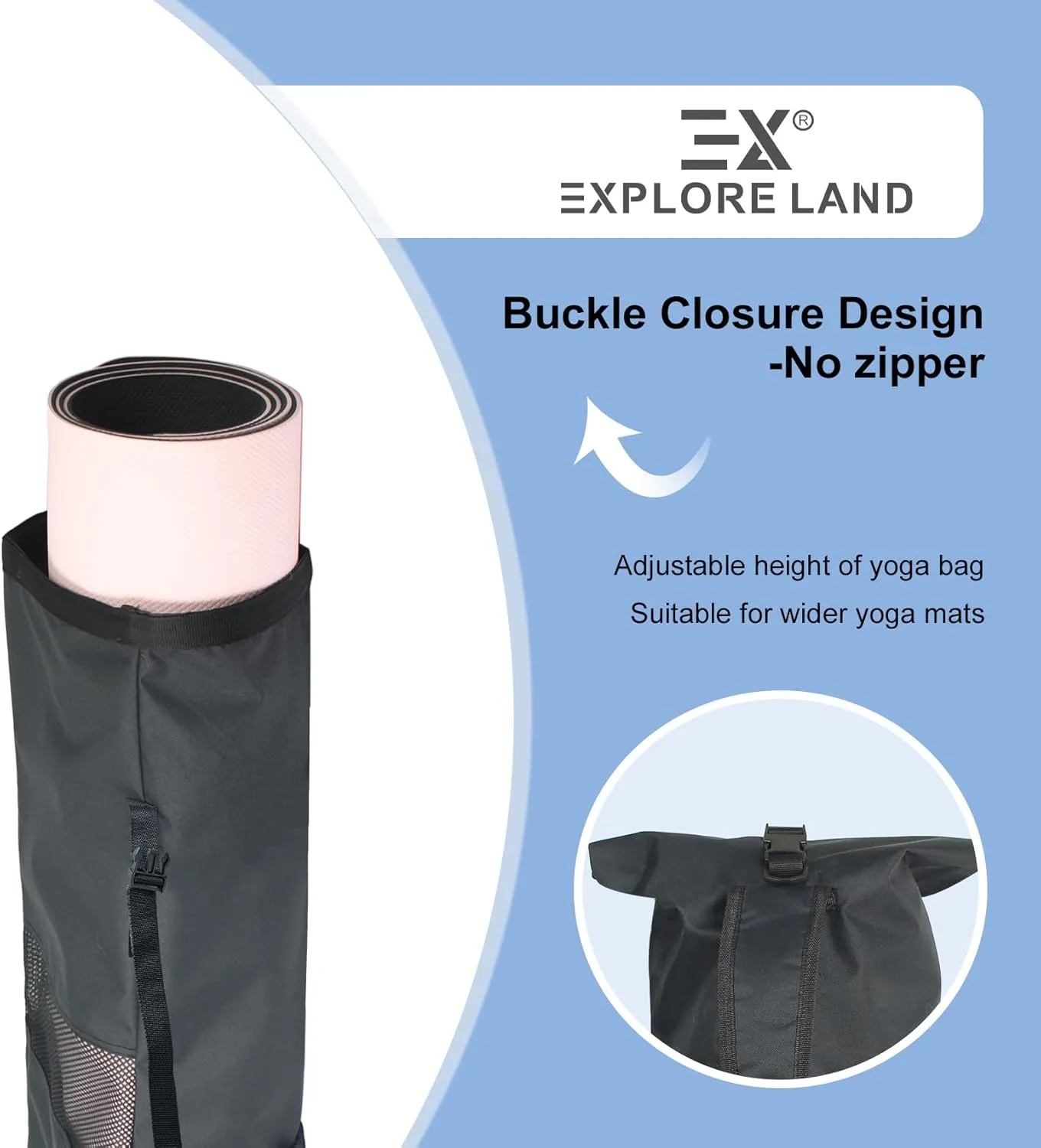 Explore Land Oxford Yoga Mat Storage Bag with Breathable Mesh Window and Large Pockets