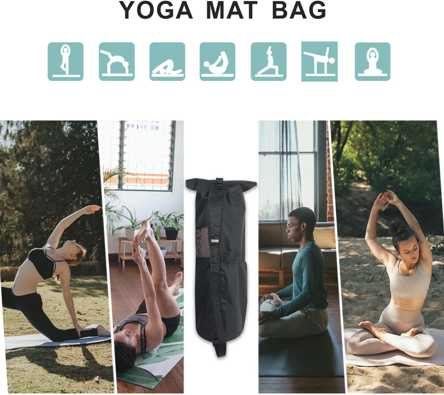 Explore Land Oxford Yoga Mat Storage Bag with Breathable Mesh Window and Large Pockets