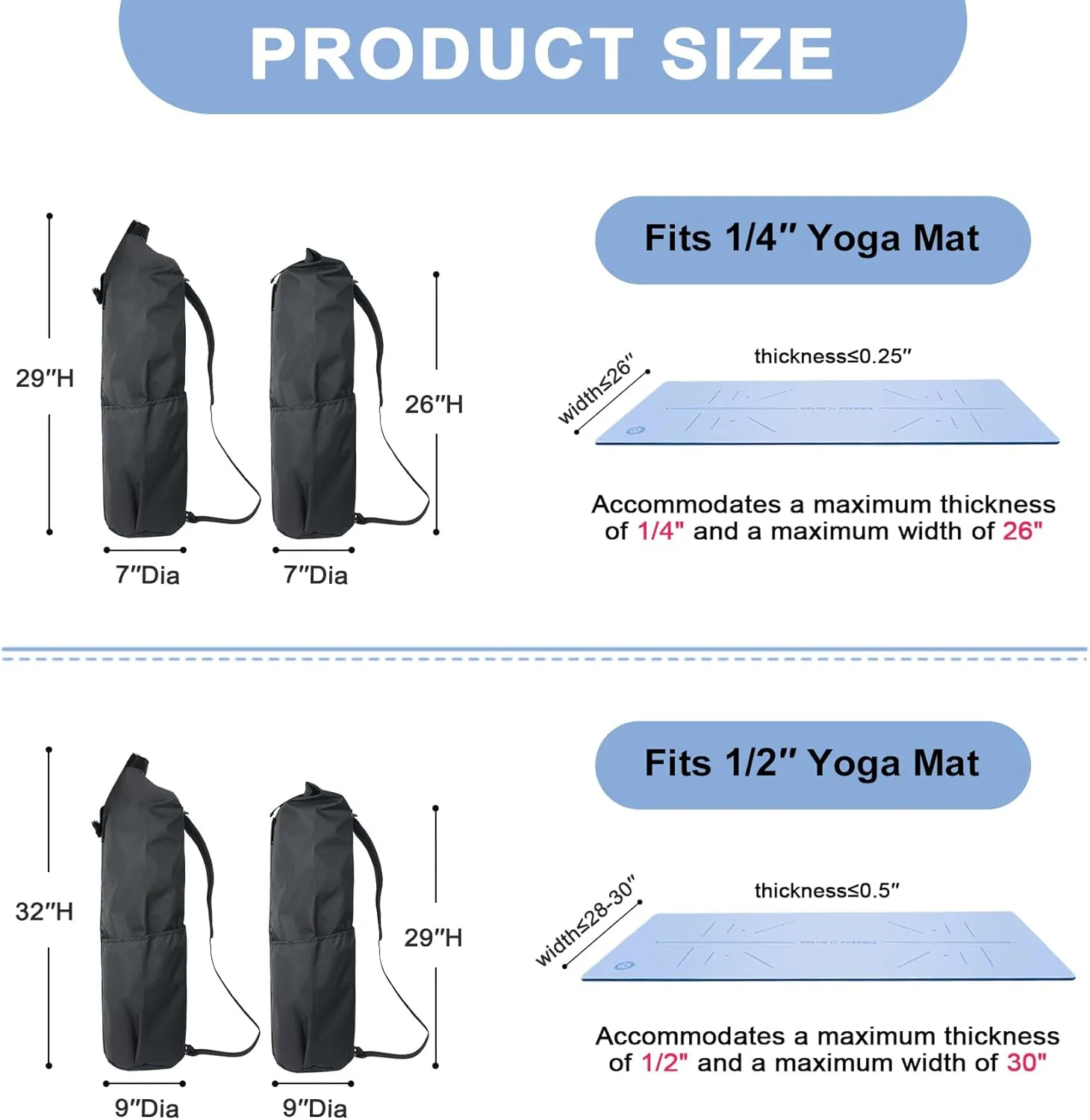 Explore Land Oxford Yoga Mat Storage Bag with Breathable Mesh Window and Large Pockets