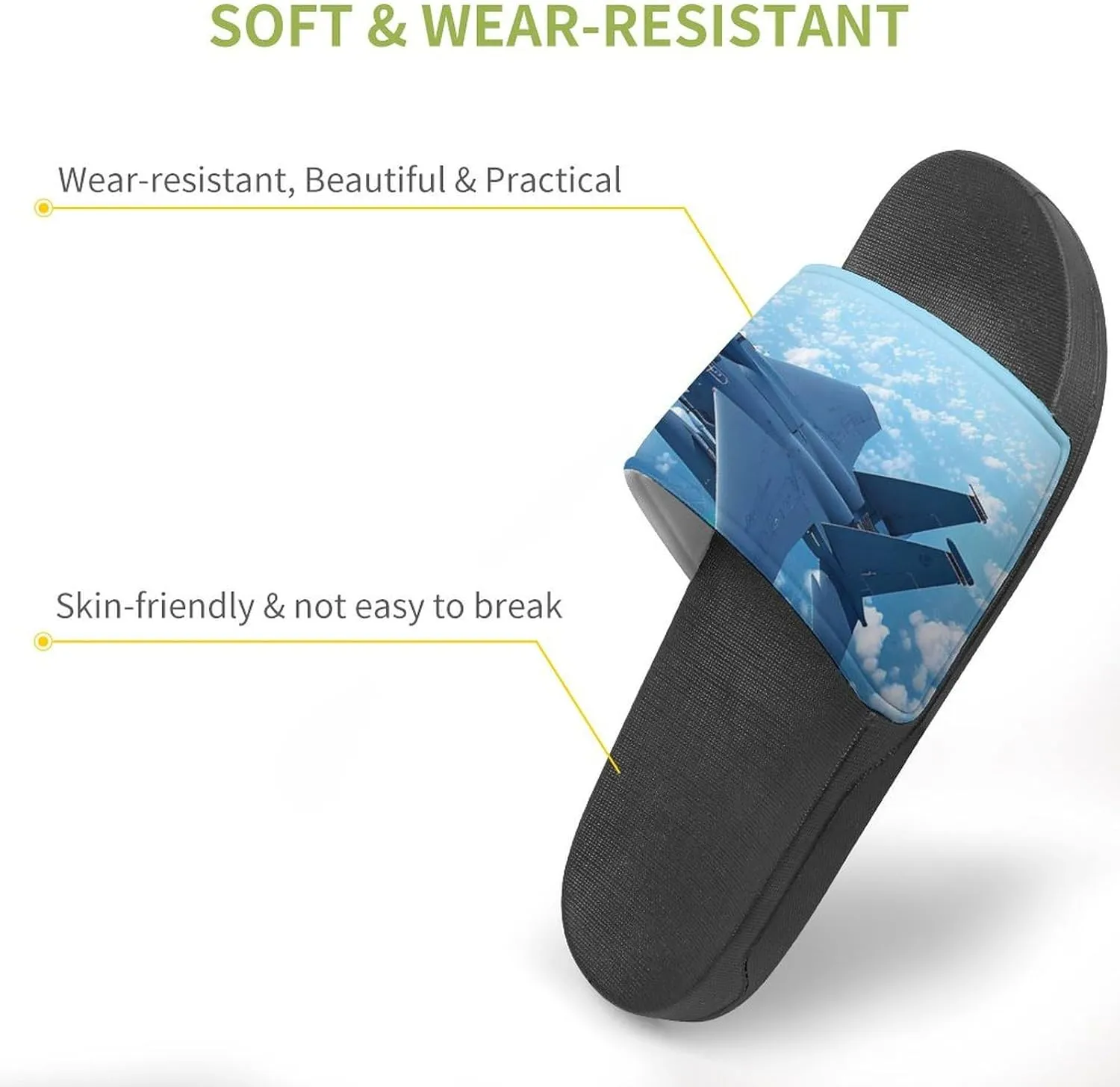 F-15 Eagle Jet Plane Slippers for Women Men Anti-Slip Shower Slides Open Toe Slippers for Home Outdoor Beach
