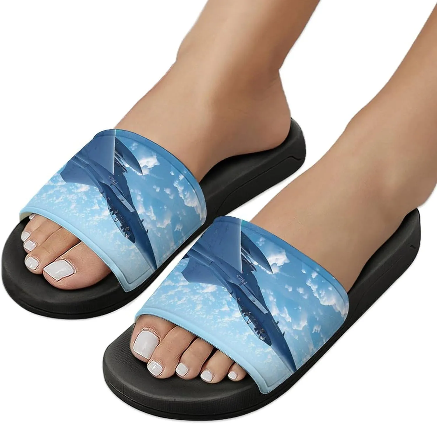 F-15 Eagle Jet Plane Slippers for Women Men Anti-Slip Shower Slides Open Toe Slippers for Home Outdoor Beach
