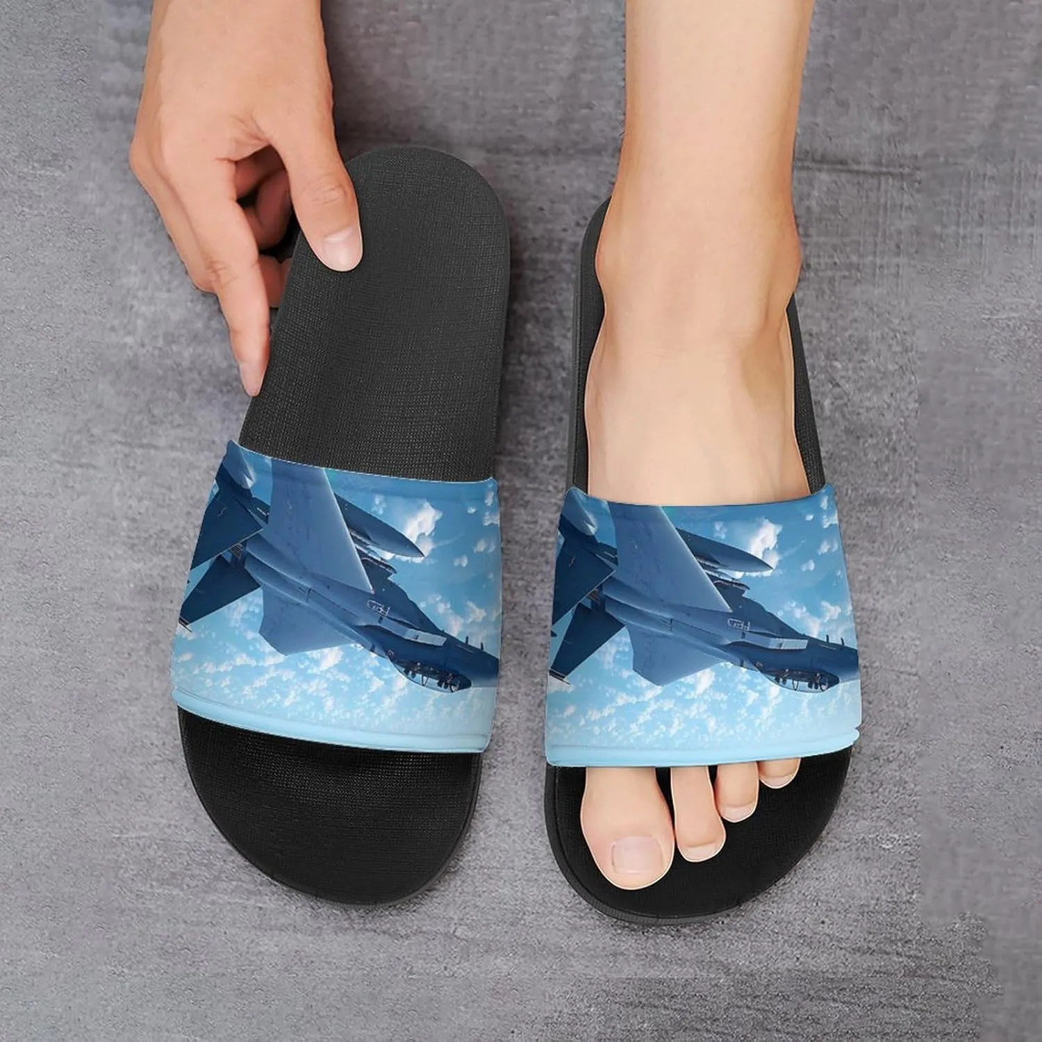 F-15 Eagle Jet Plane Slippers for Women Men Anti-Slip Shower Slides Open Toe Slippers for Home Outdoor Beach