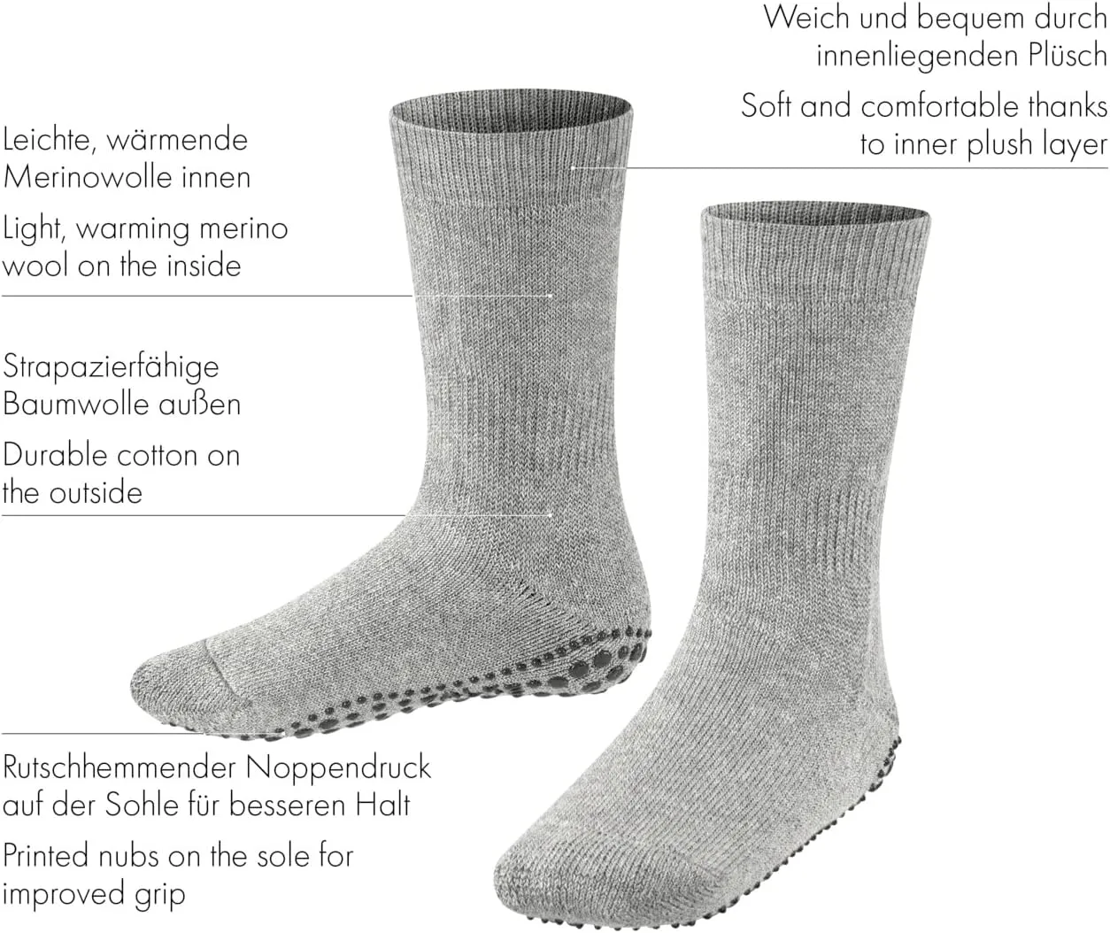 FALKE Unisex Kids Catspads Slipper Socks, Wool Cotton, Grips, 1 Pair