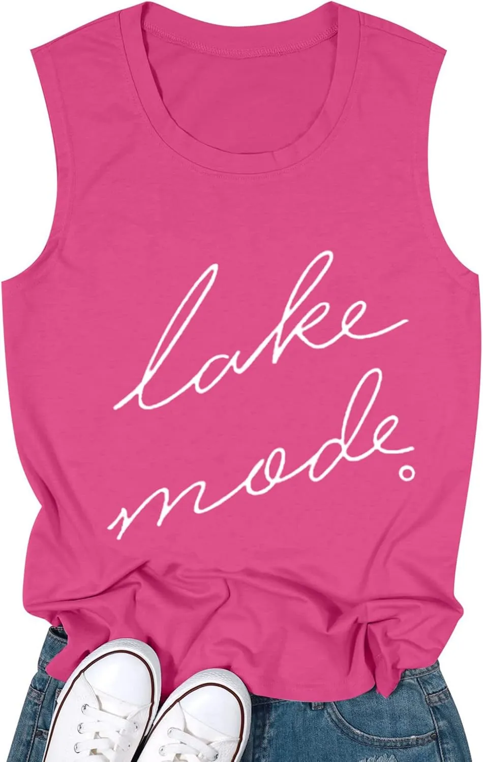 FAYALEQ Lake Mode Tank Tops Women Lake Life Summer Vacation Funny Vest Tees Camping Casual Tanks Tops T-Shirt