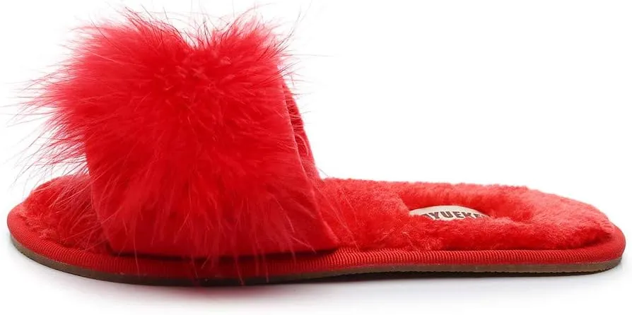FAYUEKEY Fuzzy Slippers for Women Fluffy Furry House Bedroom Shoes