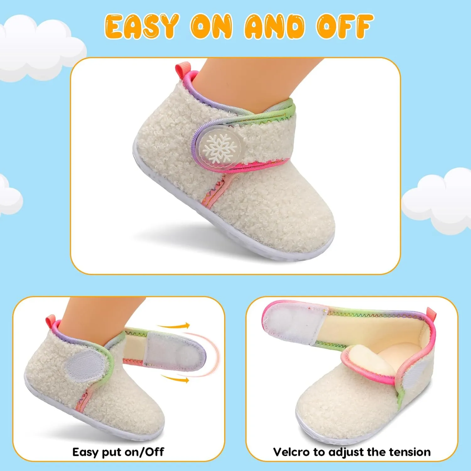 FEETCITY Baby Booties Girls Boys Infant Slippers First Walkers Shoes Warm Socks Newborn Crib Shoes