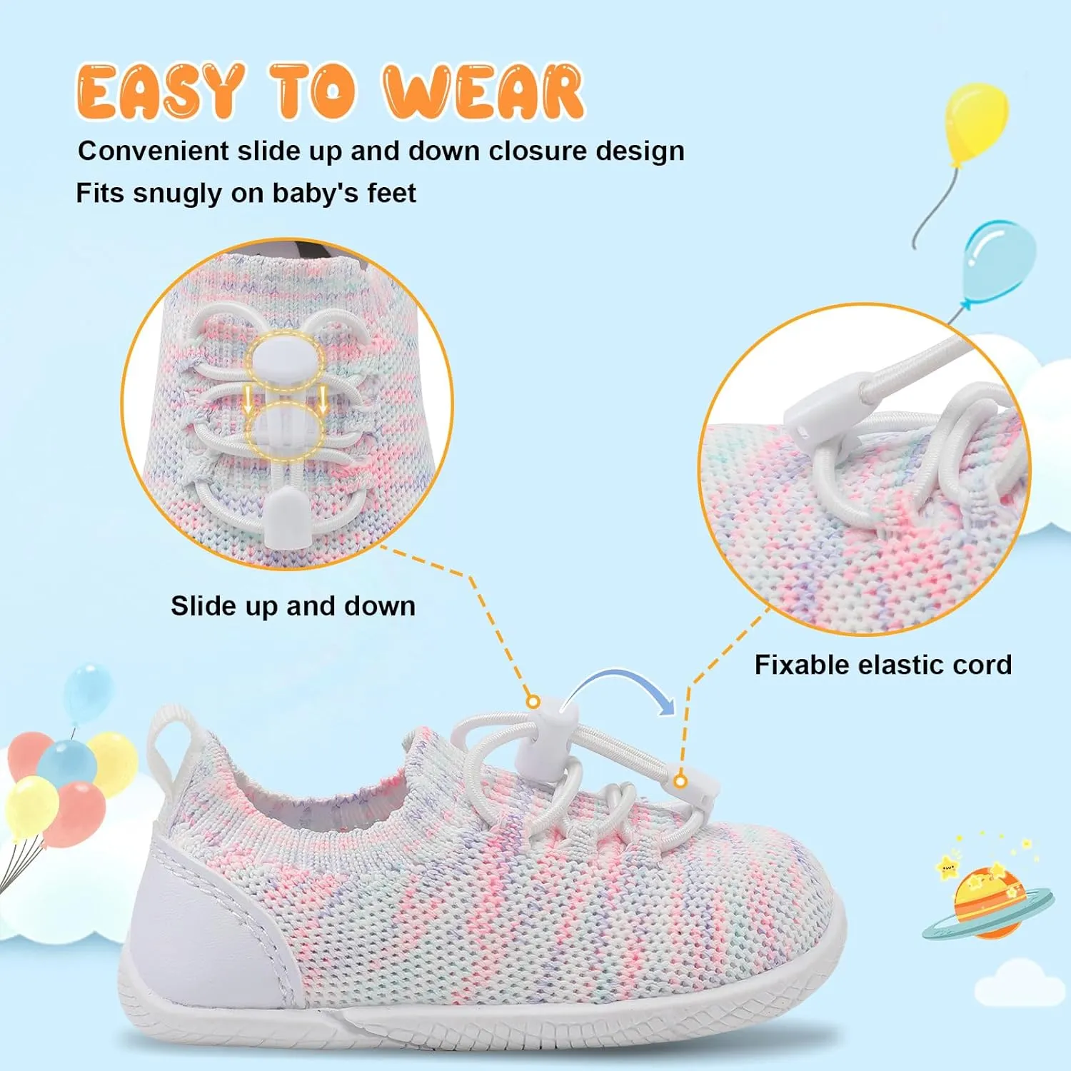 FEETCITY Baby Shoes Boys Girls First Walking Shoes Infant Sneakers Crib Shoes Breathable Lightweight Slip On Shoes