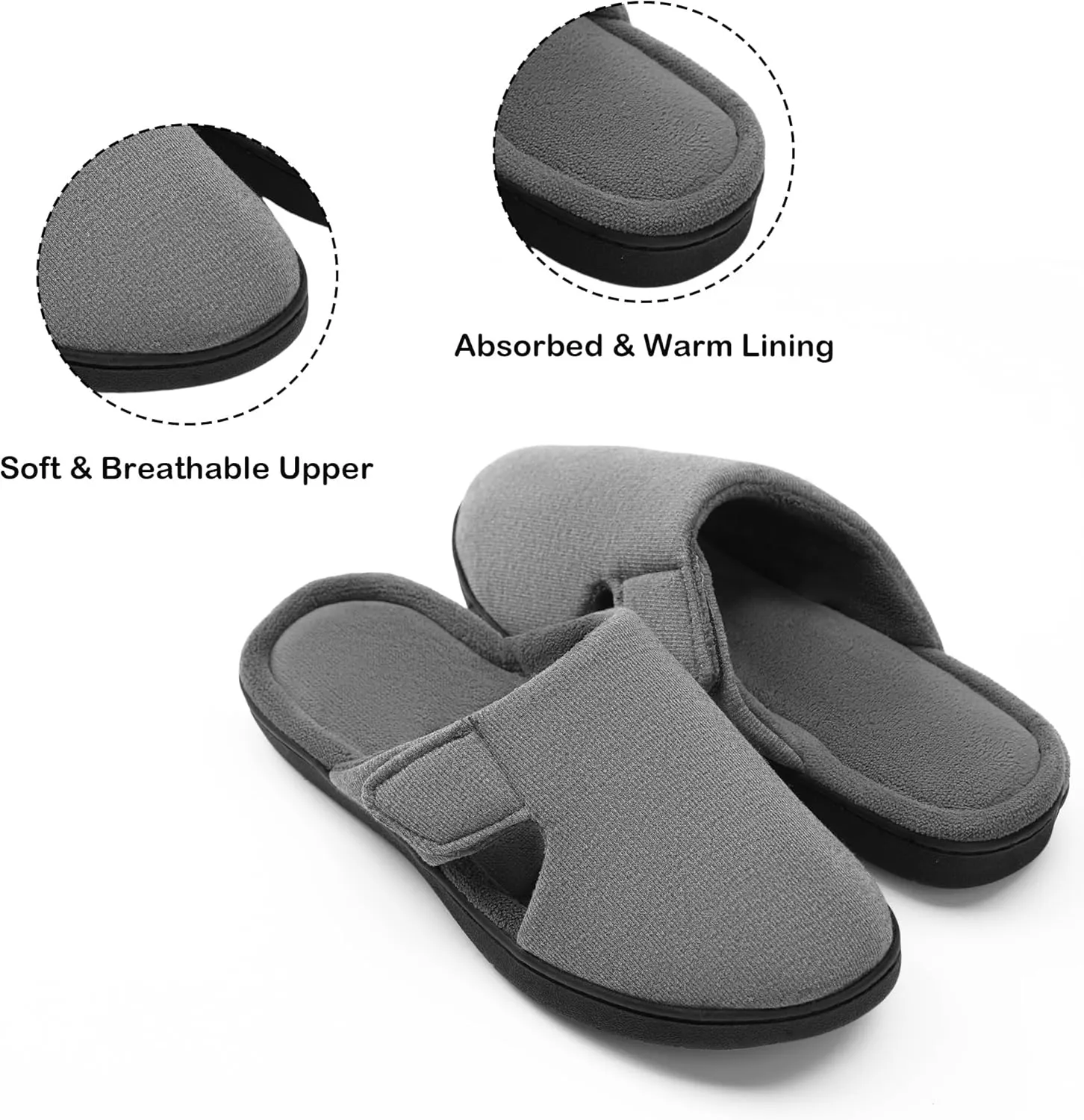festooning Women's Slippers Soft Fuzzy Lined Memory Foam Adjustable Slip On Slides with Arch Support Comfy Warm Non-Slip Indoor House Slipper Shoes for Ladies